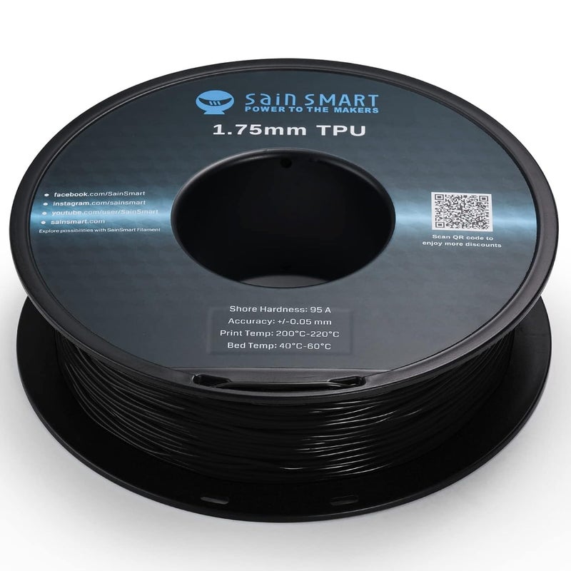 SainSmart TPU Filament 1.75, Blck Flexible TPU 3D Printing Filament, 1.75 mm, 0.8 kg, Dimensional Accuracy +/- 0.05 mm - Image 5